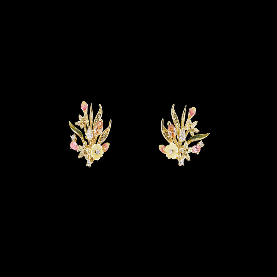 Mini Posie Canary Earrings, Earring, Anabela Chan Joaillerie - Fine jewelry with laboratory grown and created gemstones hand-crafted in the United Kingdom. Anabela Chan Joaillerie is the first fine jewellery brand in the world to champion laboratory-grown and created gemstones with high jewellery design, artisanal craftsmanship and a focus on ethical and sustainable innovations.